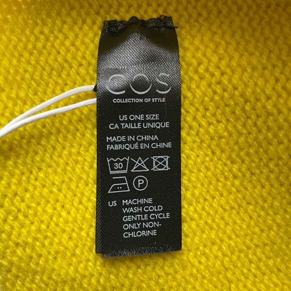 Cos 100% Cashmere Mustard Yellow Beanie Winter Knit Hat One Size NWT - Picture 4 of 7